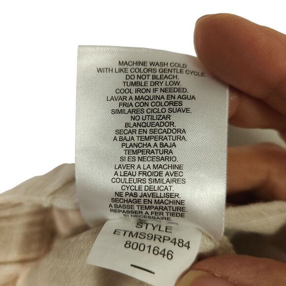 Ellen Tracy Pants Womens M Beige Striped Cropped Wide Leg 100% Linen Lagenlook - Picture 8 of 12